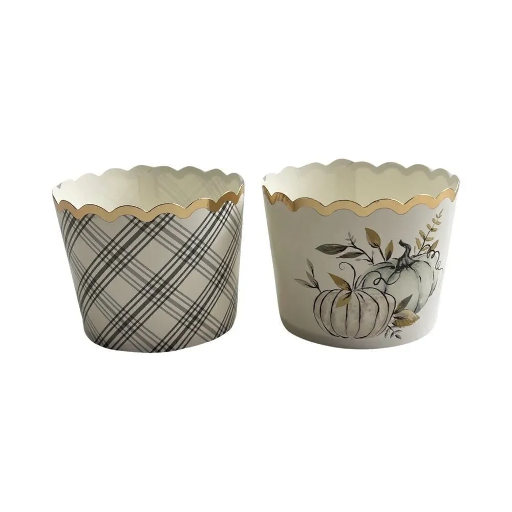My Minds Eye Fall Harvest Plaid Gourd Thanksgiving Cupcake Liners NIB